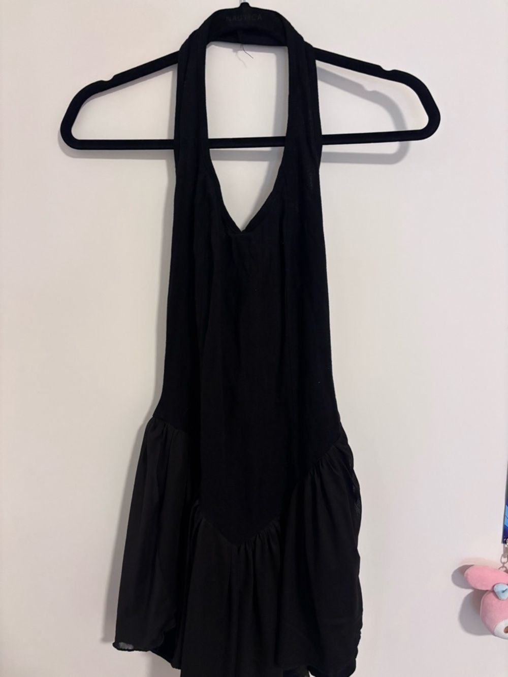 pretty little thing basque waist halter dress